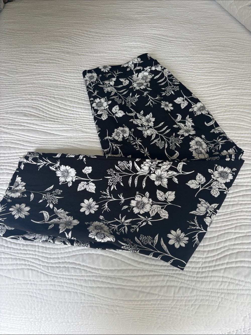 Simon Chang Black and White Floral Pants